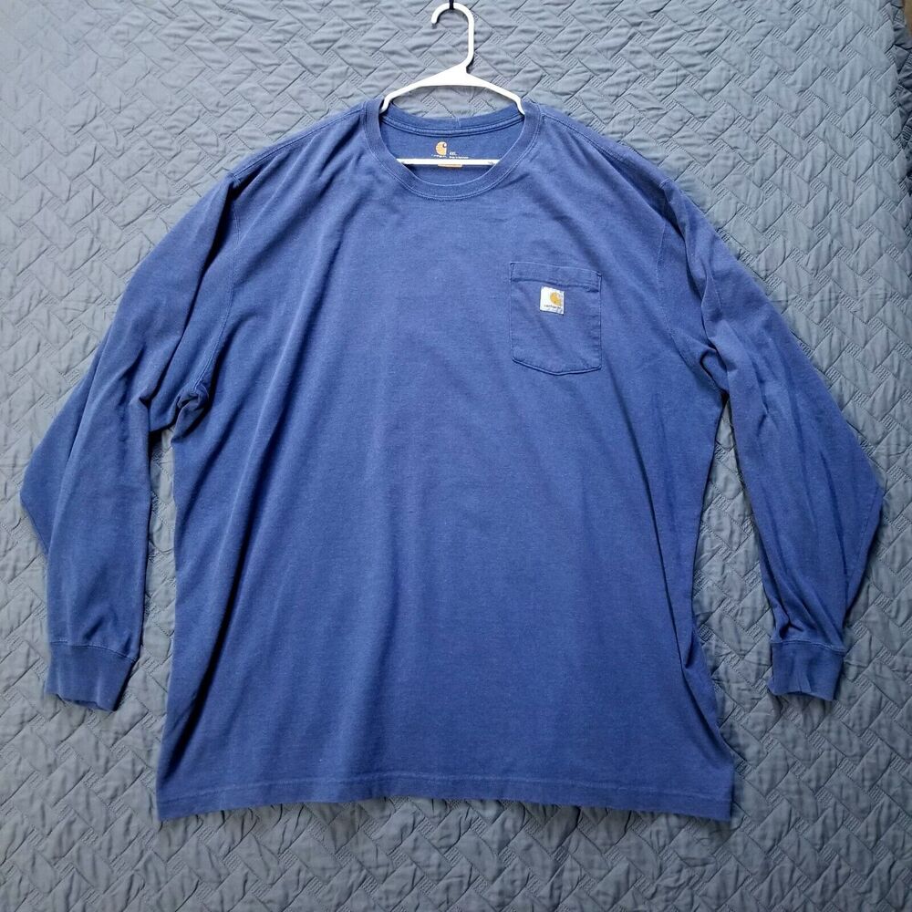 Carhartt T Shirt Mens Size 4XL Blue Original Fit Long Sleeve Pullover Crew Neck